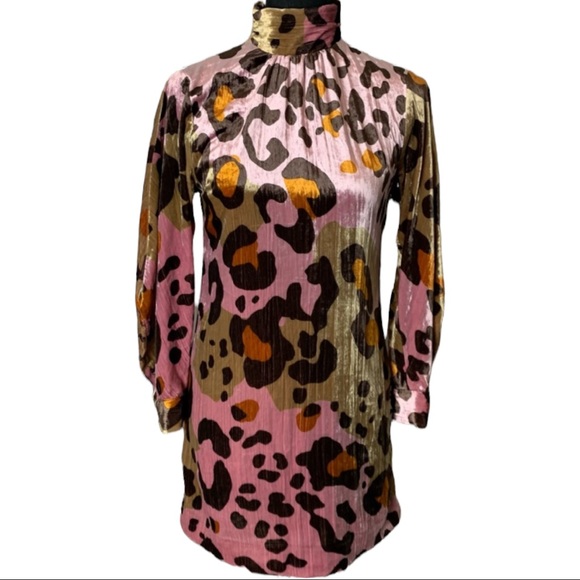 Anthropologie Eleanor Velvet Tunic Dress in Pink Motif. Size 0. - Picture 6 of 11